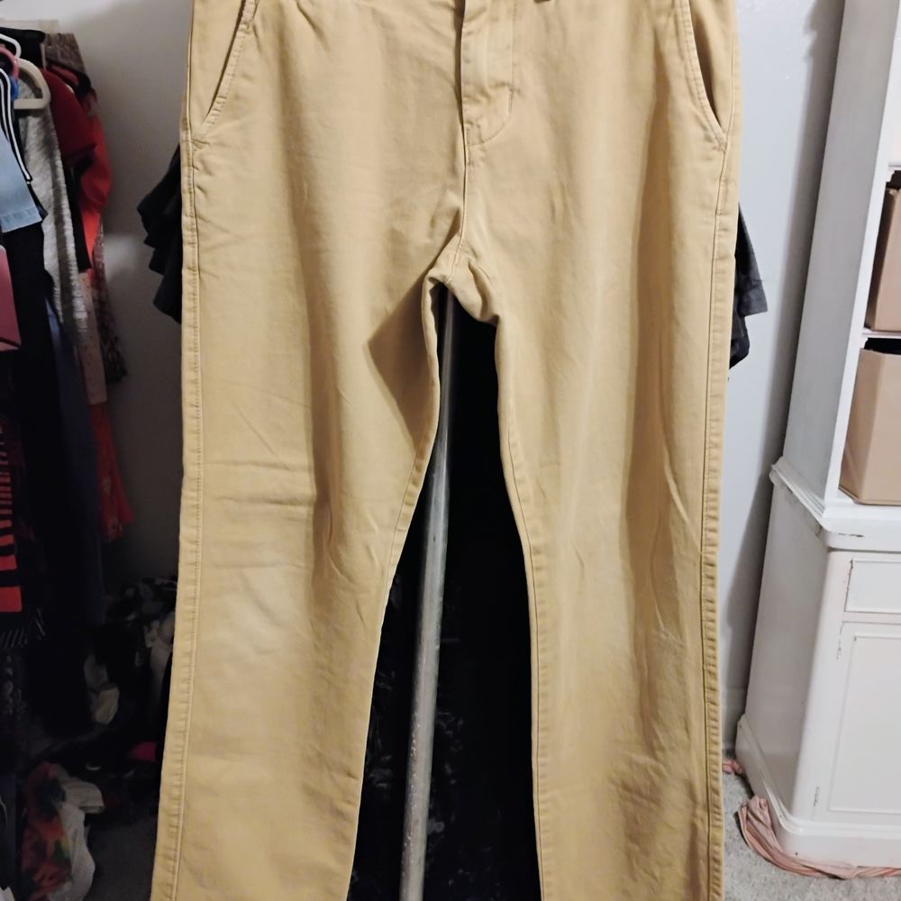 American Eagle Outfitters Tan Chinos Straight-Leg Cotton Twill